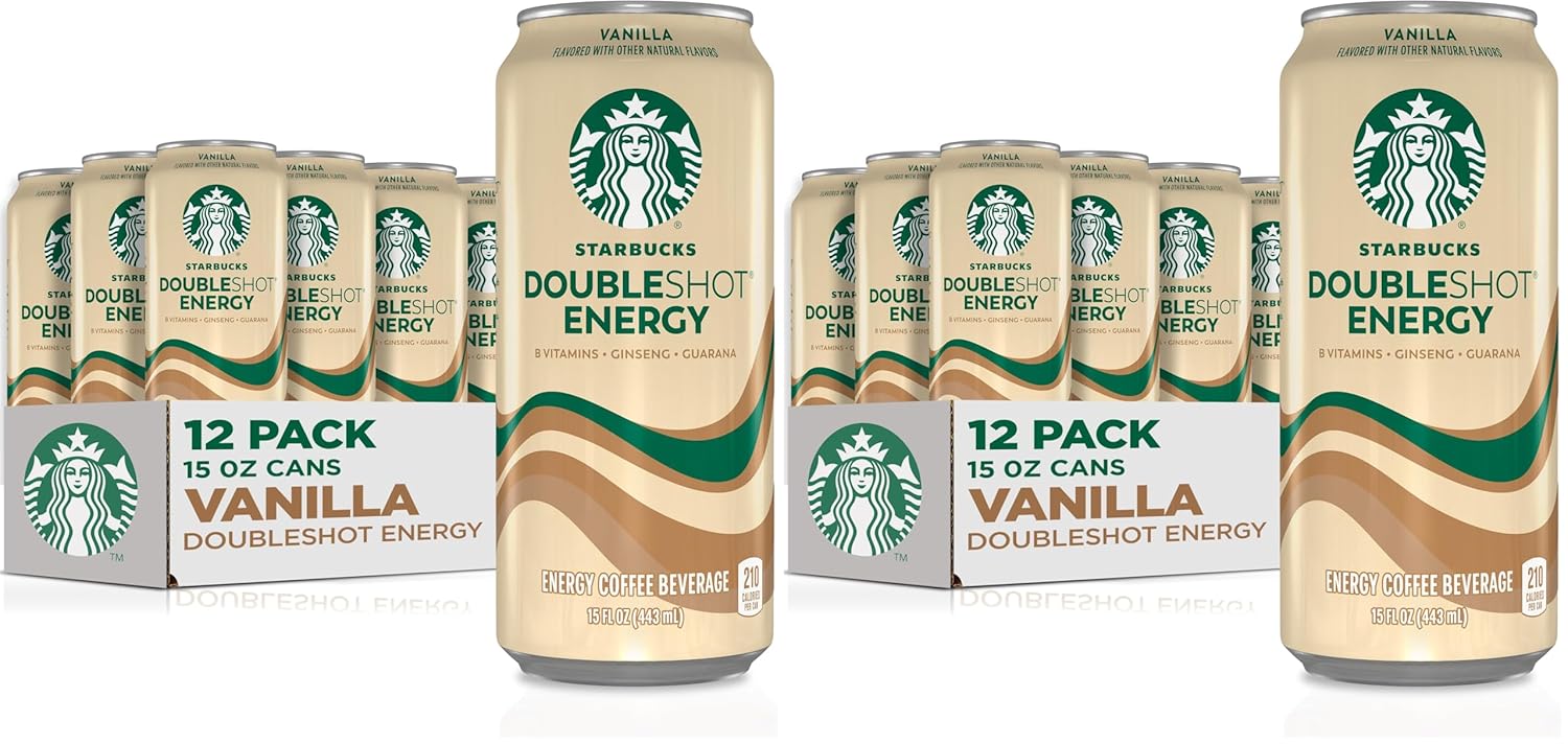 Starbucks Doubleshot Energy Drink Coffee Beverage,Vanilla,Iced Coffee,15 fl oz Cans,(Pack of 24)