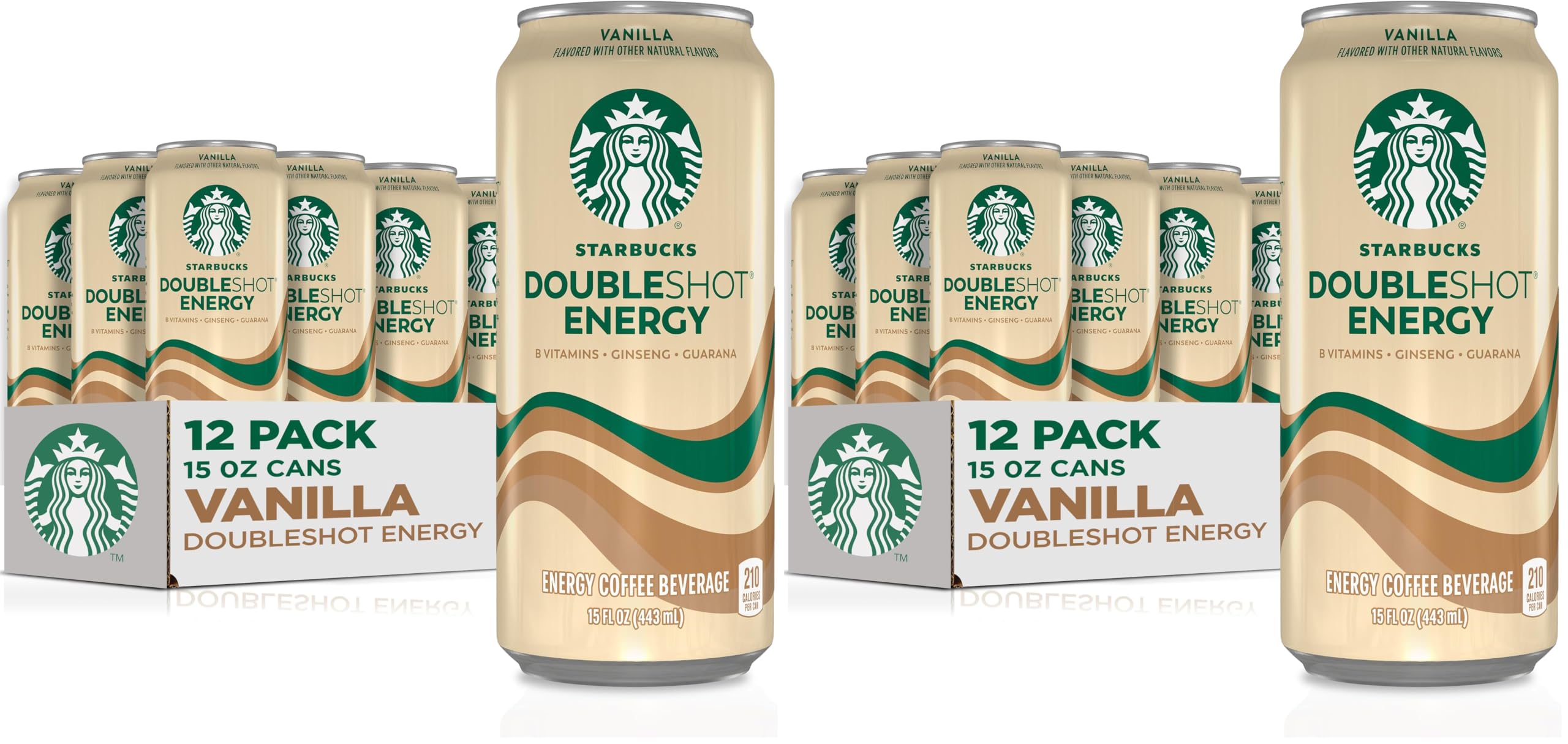 Starbucks Doubleshot Energy Drink Coffee Beverage,Vanilla,Iced Coffee,15 fl oz Cans,(Pack of 24)