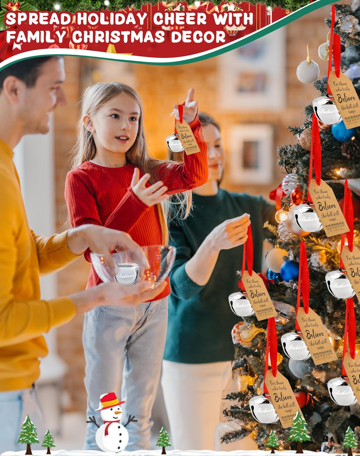 36PCS Christmas Believe Bell Ornaments, Polar Express Bell, Silver Sleigh Bell Christmas Party School Classroom Indoor Outdoor Decor Supplies(36)