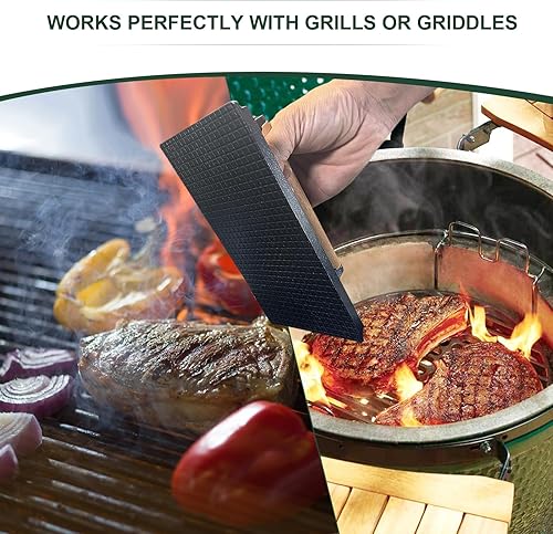 Miniatura 7 de Paquete de 2 prensas de hamburguesas redondas de 7 pulgadas, prensa de hamburguesa para parrilla Blackstone, prensa de hierro fundido resistente con