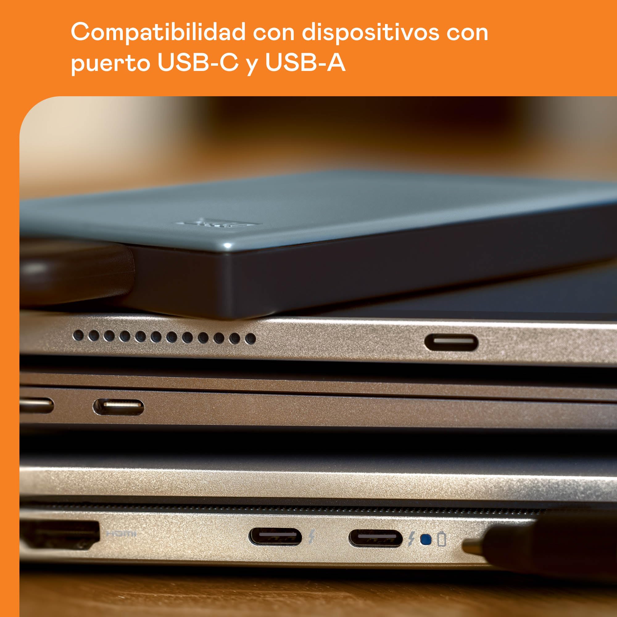 WD 2TB My Passport Compatible con USB-C, Disco Duro Externo Portátil, USB 3.2 Gen 1/USB 3.0, Copia de seguridad y protección con contraseña, Formateado para Windows, ChromeOS y MacOS, Gris
