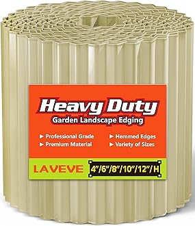 LAVEVE Corrugated Metal Garden Edging 6" x 20Ft, Landscape Edging Border for Lawn, Flower Bed, Garden Fence, Paver Edging (Cream)
