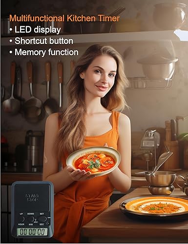 Miniatura 7 de Reloj electrónico de temporizador de cocina, bonito temporizador digital para tiempo de descanso, cocina, gimnasio, reuniones, aula (batería AA no