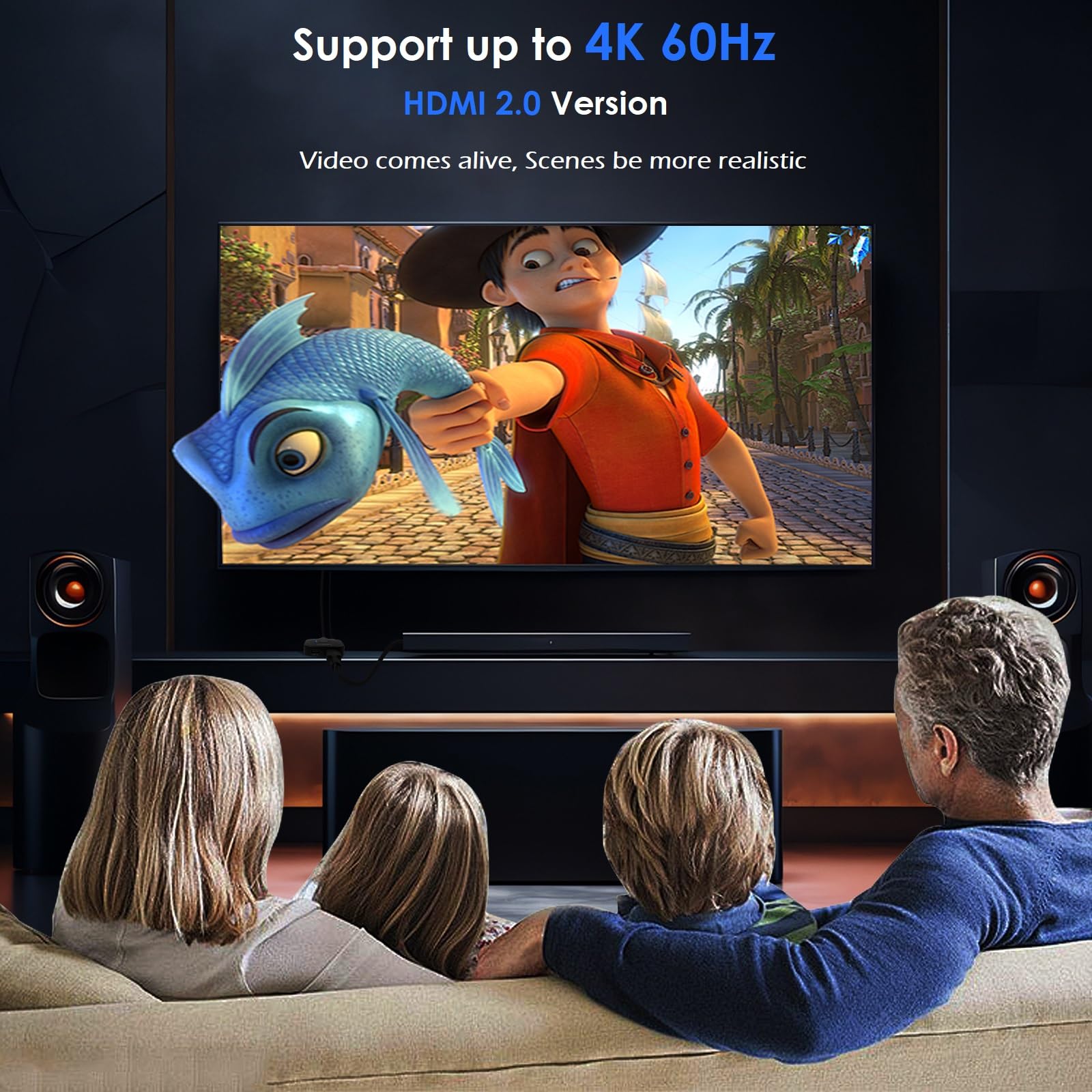 4K@60Hz Commutateur KVM Switch HDMI 2 Port, Switch KVM USB pour brancher 2 PC sur 1 écran & 2 périphériques USB2.0, avec 2 câbles USB et 2 câbles HDMI