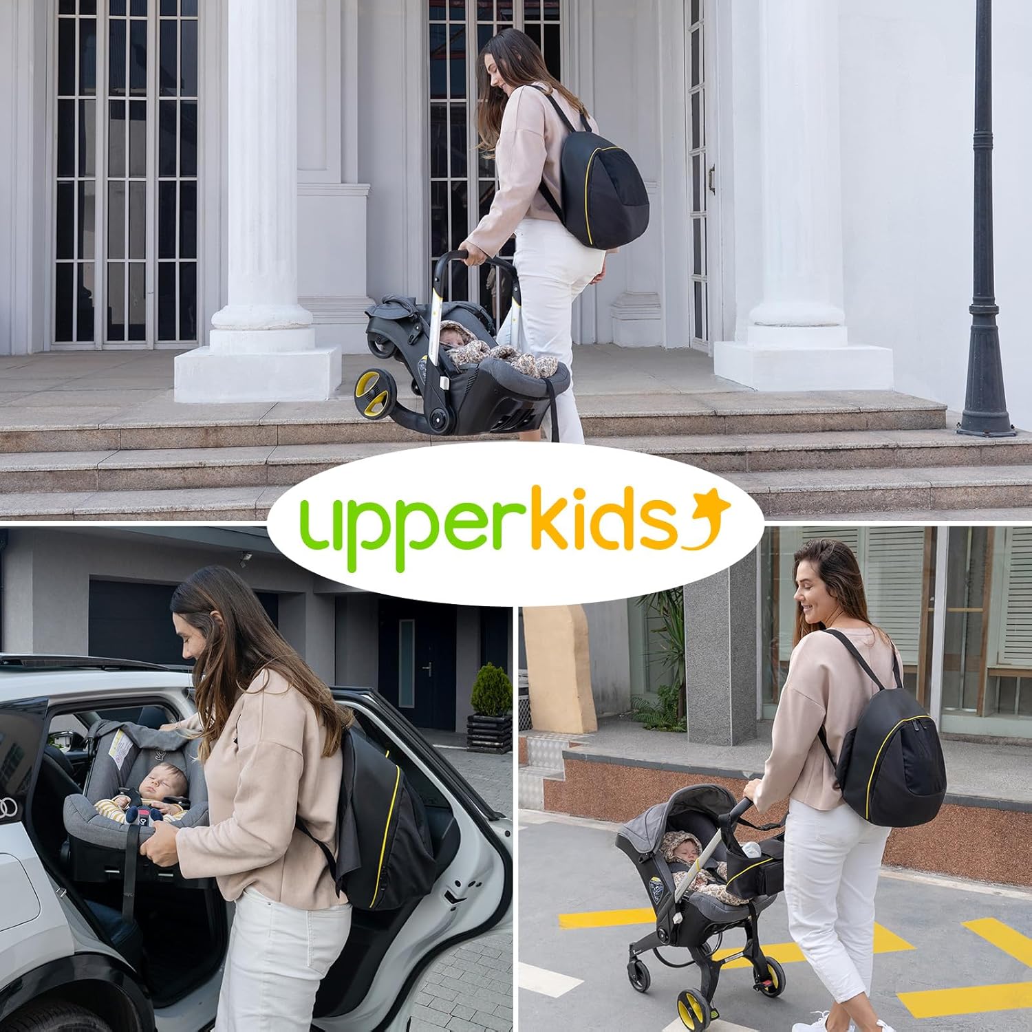 Upperkids Storage Bag for Doona Infant Car Seat Stroller, Large Capacity Diaper Bag, Wearable Backpack, Stroller Organizer, Easy Access Zipper, Water-Repellent Lightweight Baby Essentials Organizer - Image 8