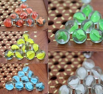 2.5 Wood Board Games Set Chinese Checkers Game with Glass Marbles Hexagon Board Games for Family