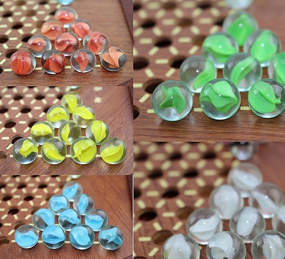 2.5 Wood Board Games Set Chinese Checkers Game with Glass Marbles Hexagon Board Games for Family