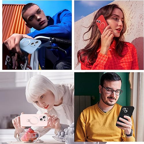 Miniatura 6 de Funda de silicona para iPhone 13 y iPhone 14 con soporte de anillo magnético, iPhone 13 y 14 de 6.1 pulgadas para mujeres y hombres, compatible con