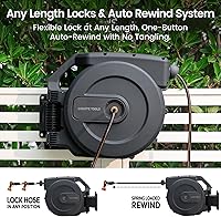Vista 2 de Giraffe Tools AW505/8 Retractable Garden Hose Reel 5/8" x 115+5 ft, Heavy Duty Wall Mounted Water Hose Reel Automatic Rewind, 180 Deg Swivel