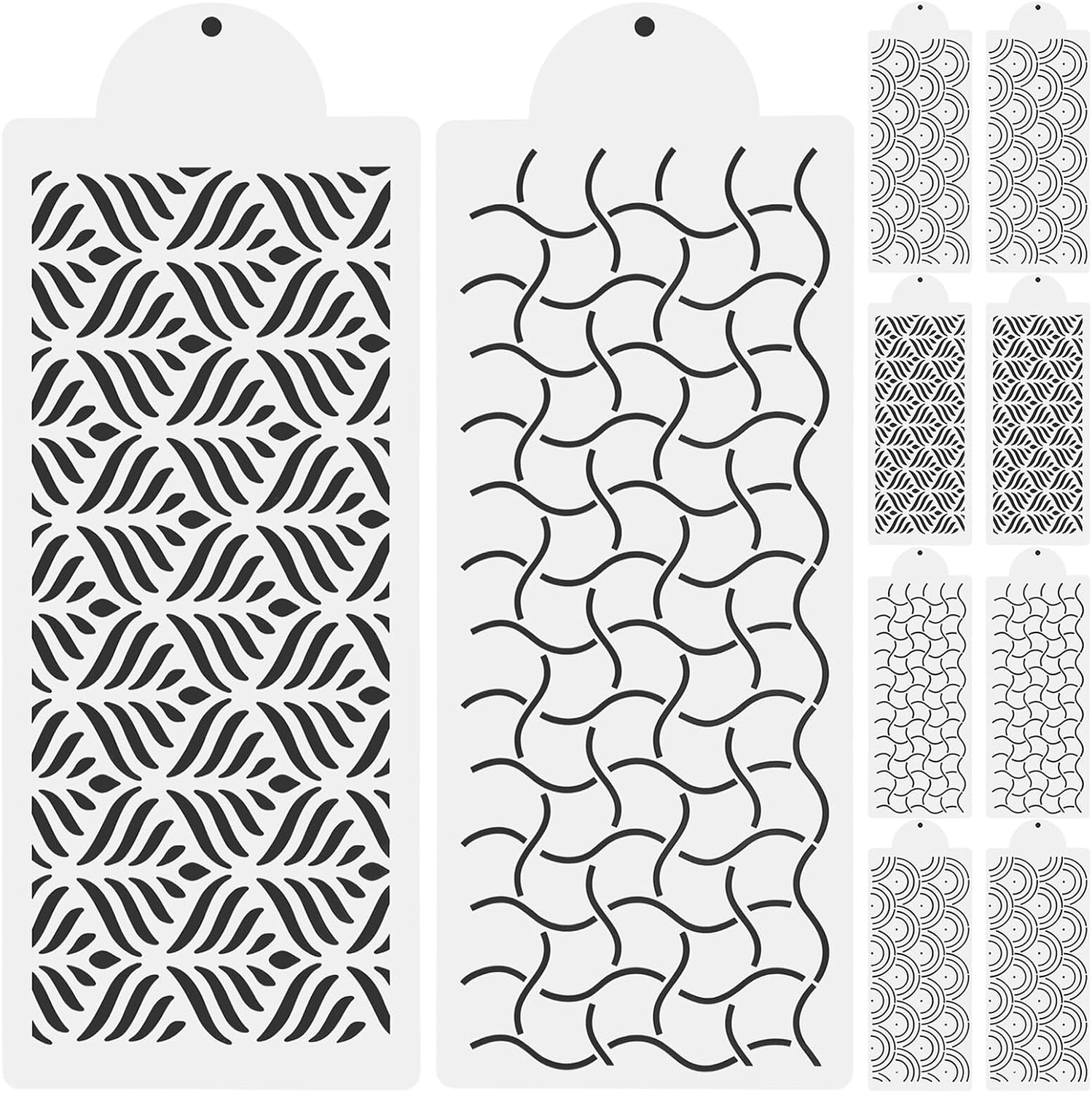 12pcs Reusable Cake Stencils Templates Hollow Fondant Decorating Tools DIY Baking Supply for Buttercream and Cookie Decoration