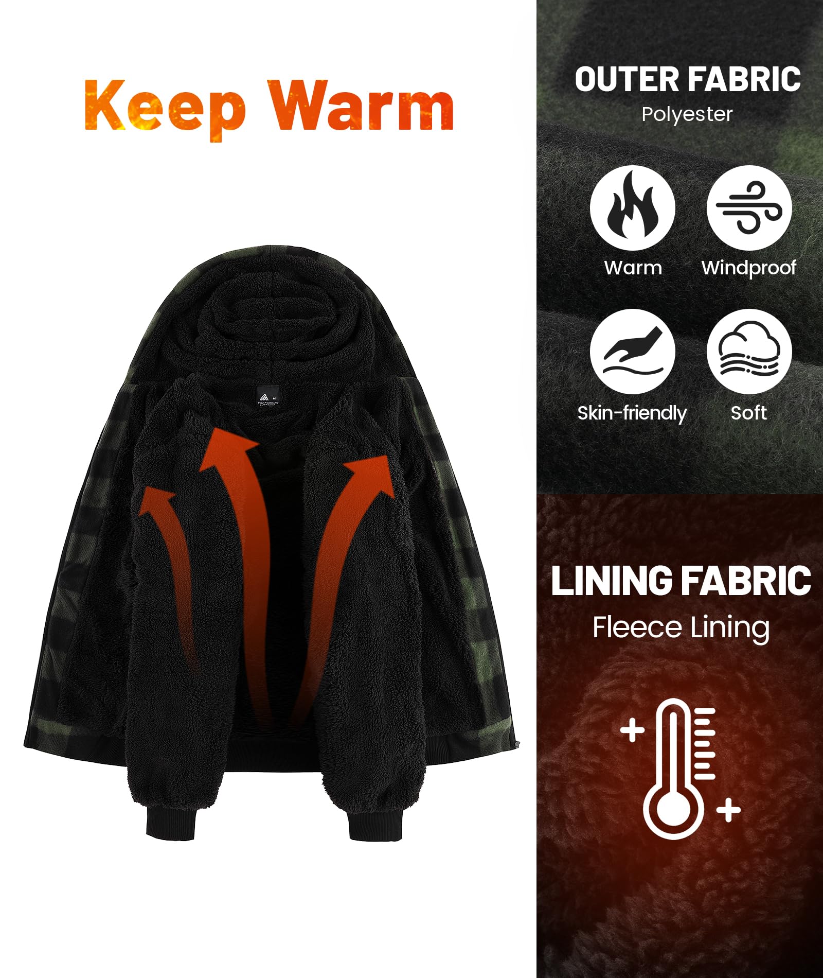 geeksport geeksport geeksport geeksport Felpa da Uomo con Cappuccio e Full Zip Fleece Hoodies for Men Sportive Inverno