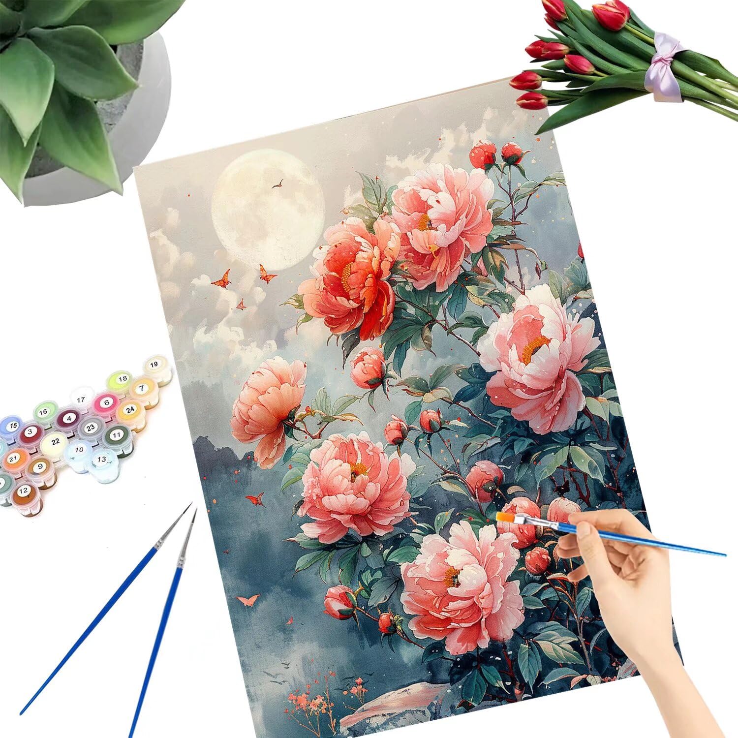 Pintar por Numeros Adultos pintar por numeros niños manualidades niños 10 años, DIY Pintar por Números de Pincel y Pintura acrílica Decoraciones para el Hogar Manualidades, sin Marco 60x80cm C-192