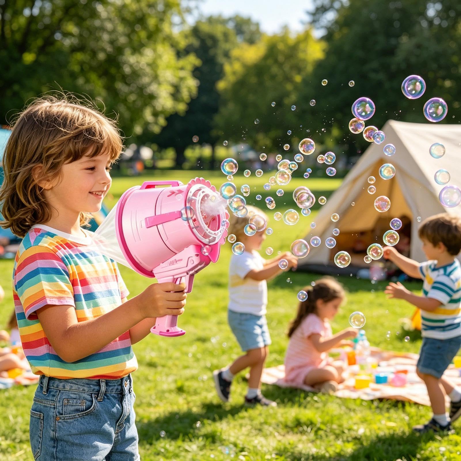 Seifenblasenmaschine für Kinder Sommerspielzeuge | Hand-Seifenblasenpuster für und Mädchen Geburtstag Feiertag Partys Garten Hinterhof Sommerlager Park Picknicks Spielplatz
