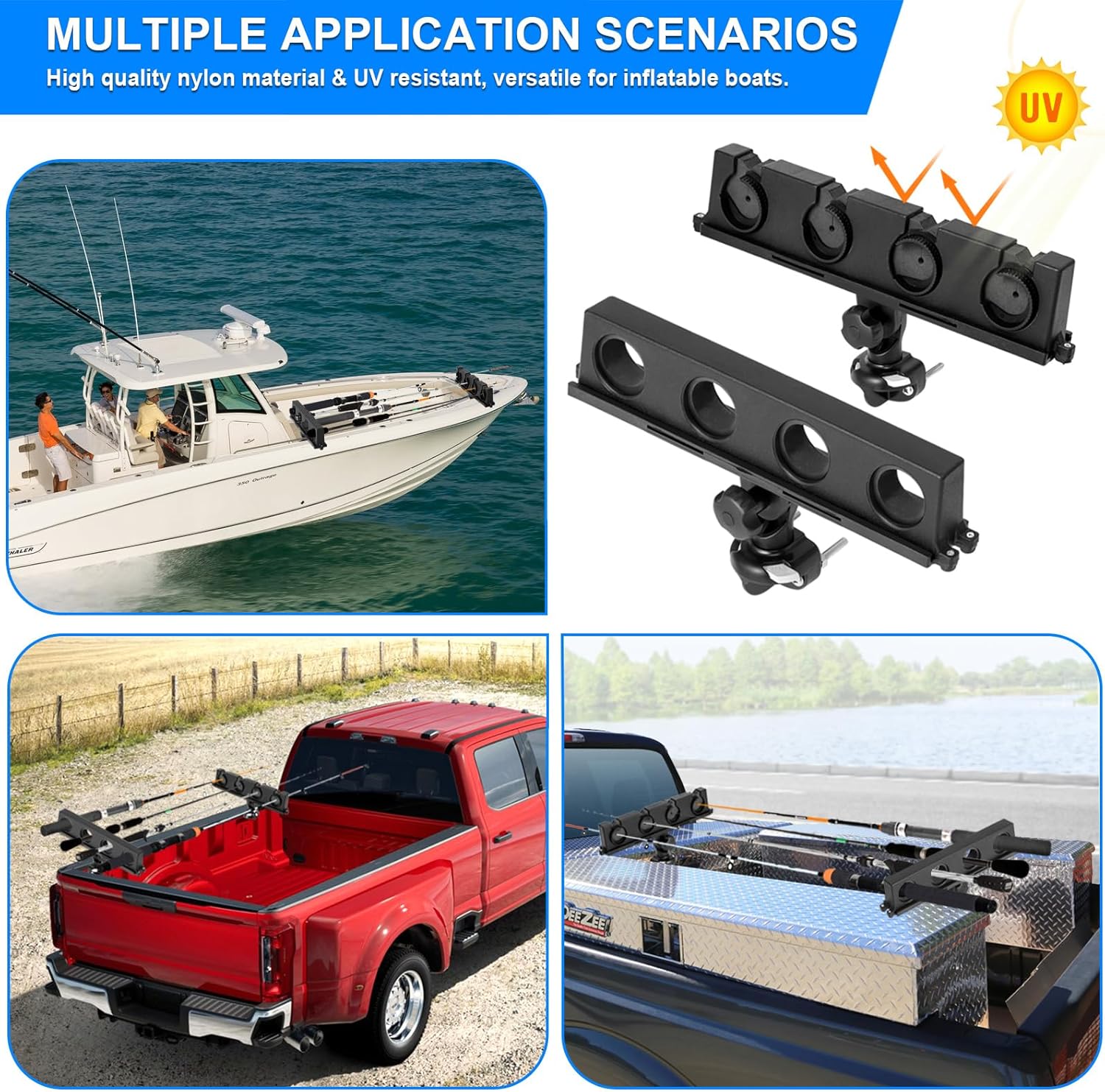 Fishing Rod Holder for Boat, 360° Rotatable Crappie Rod Holder for Boat, Boat Rod Storage Rack
