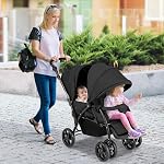 HONEY JOY Double Stroller, Foldable Lightweight Infant Twin Stroller with Tandem Seating, 5-Point Harness, Recline Seat, Storage Basket, Compact Baby Double Stroller Newborn and Toddler (Black)