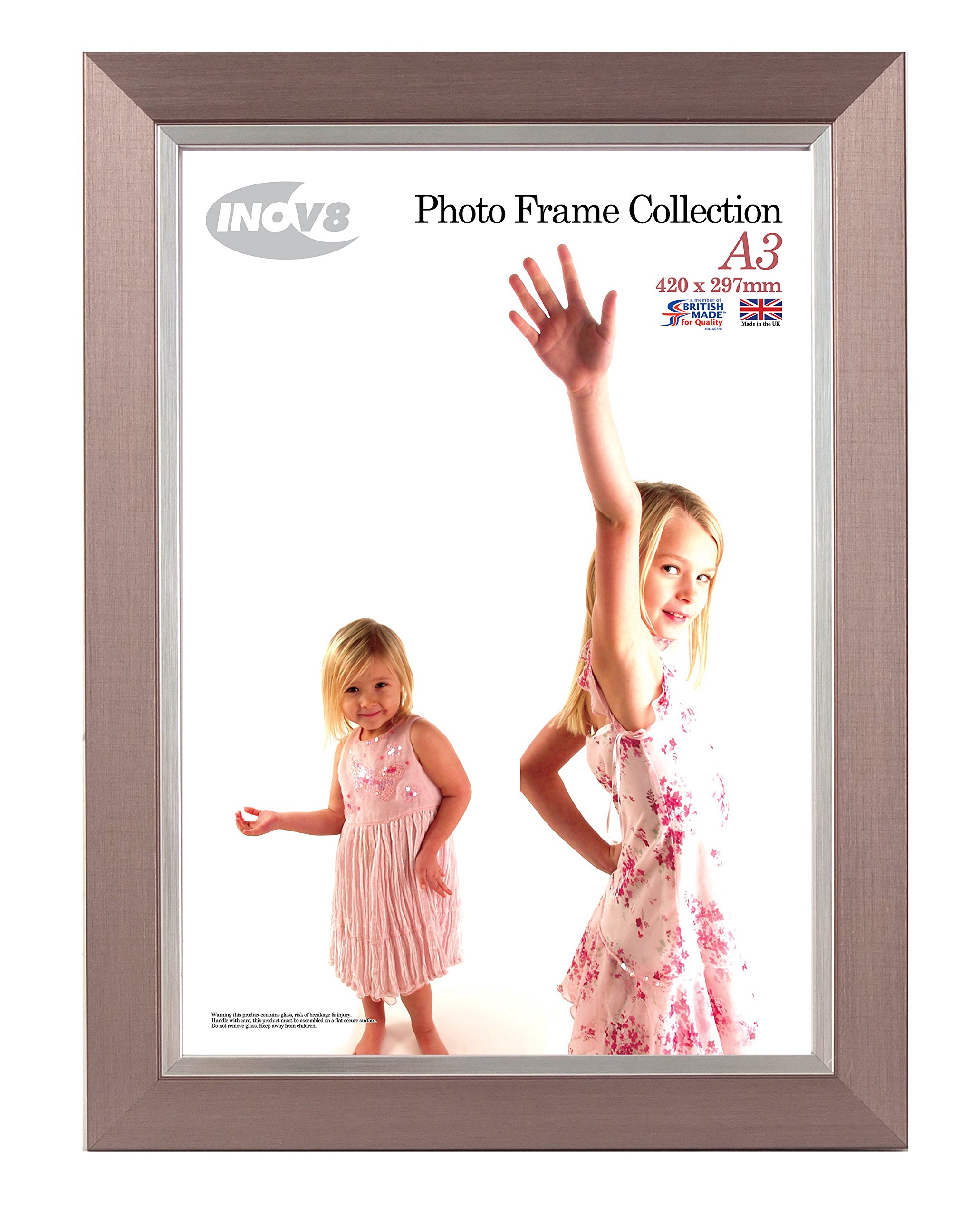 Inov8 Silver Inset Photo Frame, Plastic, Pewter A3