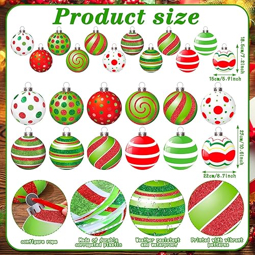 Miniatura 2 de Huwena 24 piezas de decoraciones navideñas para exteriores, adornos colgantes de Navidad para patio, decoración de césped de doble cara para fiesta