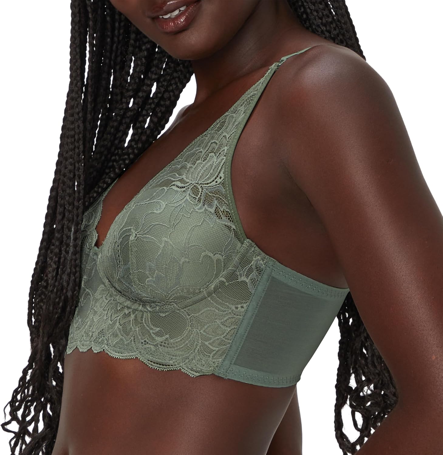 Maidenform Women's Pure Comfort Wireless Lace Longline Bralette, Lightly Lined Convertible Bra - Image 3