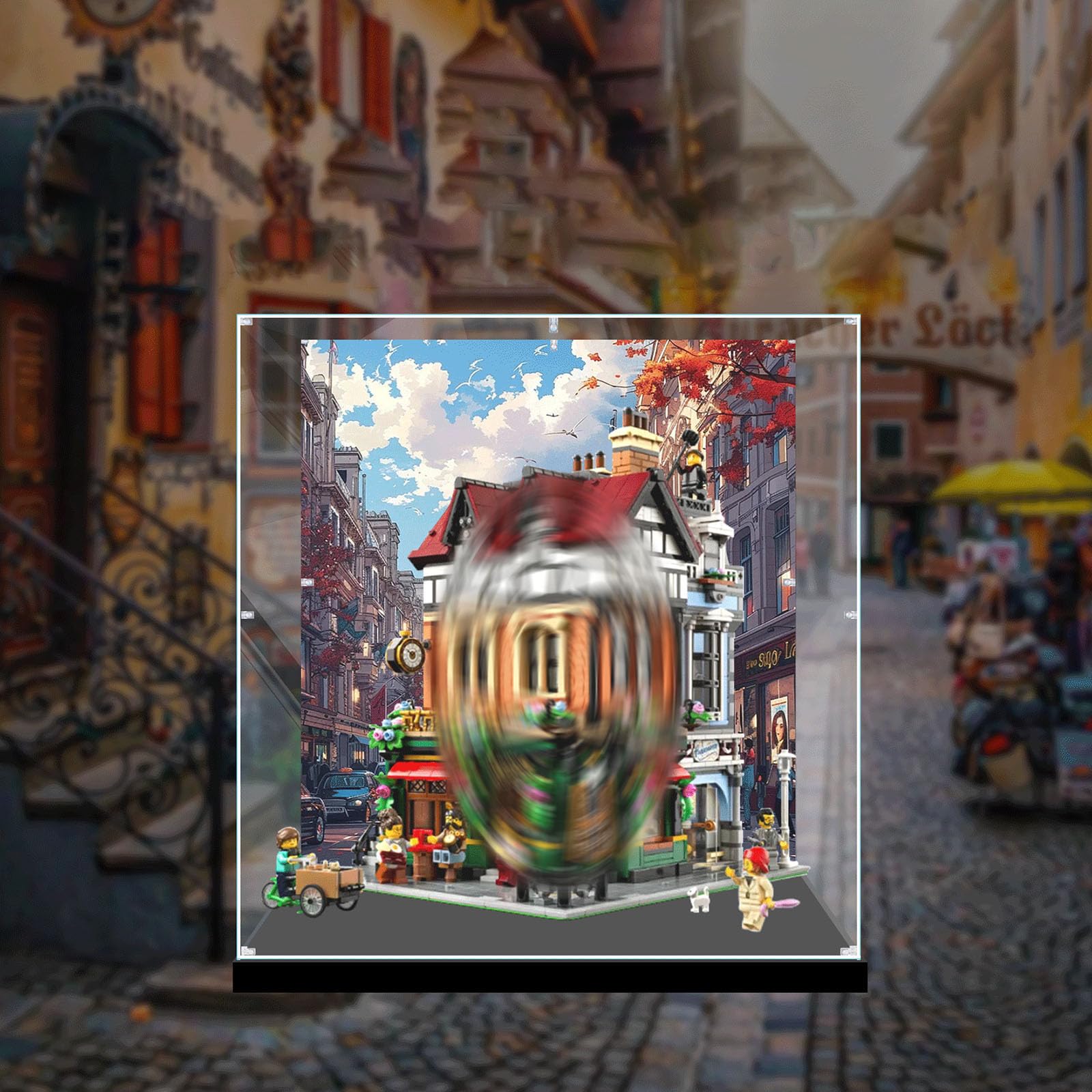 Akrylowa gablota do Lego 10350 British Street Corner Street Scene Pyłoszczelne pudełko do przechowywania, przezroczyste pudełko ekspozycyjne, ochrona przed promieniowaniem UV, prezent dla dorosłego