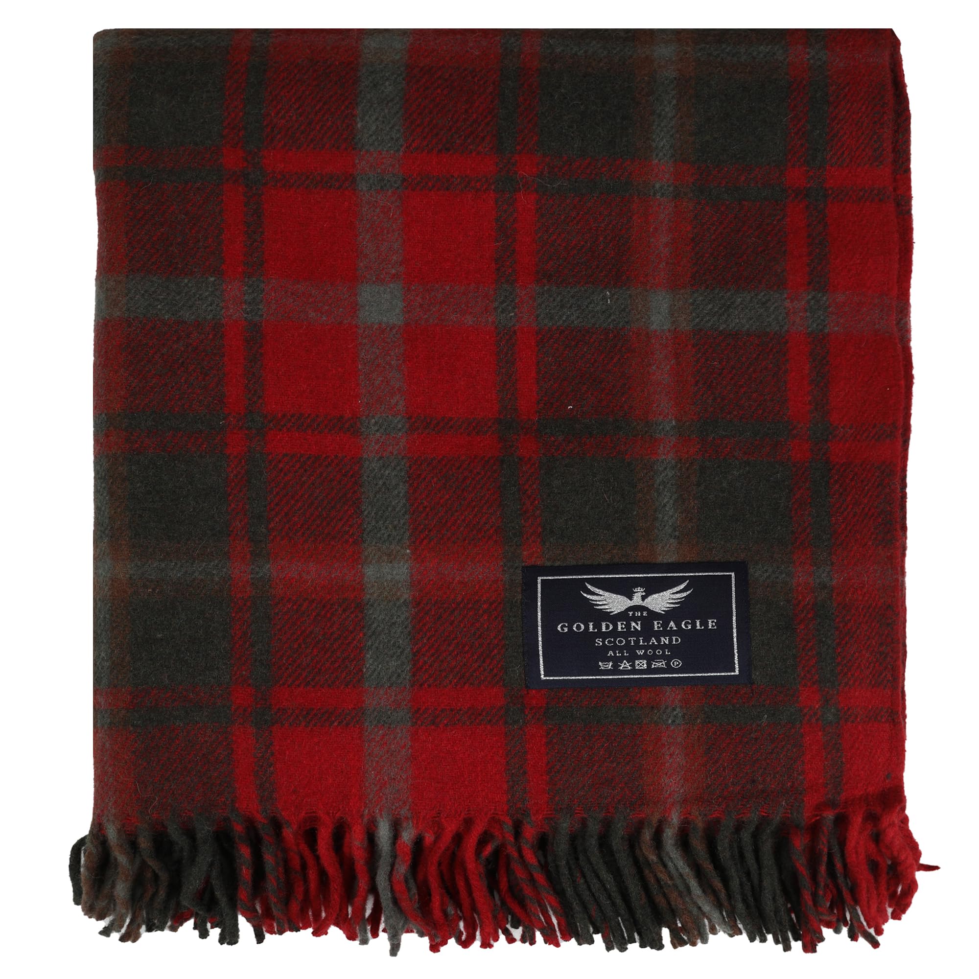 The Golden Eagle Scottish Tweed Wool Large Blanket Tartan Rug with Check Pattern for Warm Winter (Dark Maple)