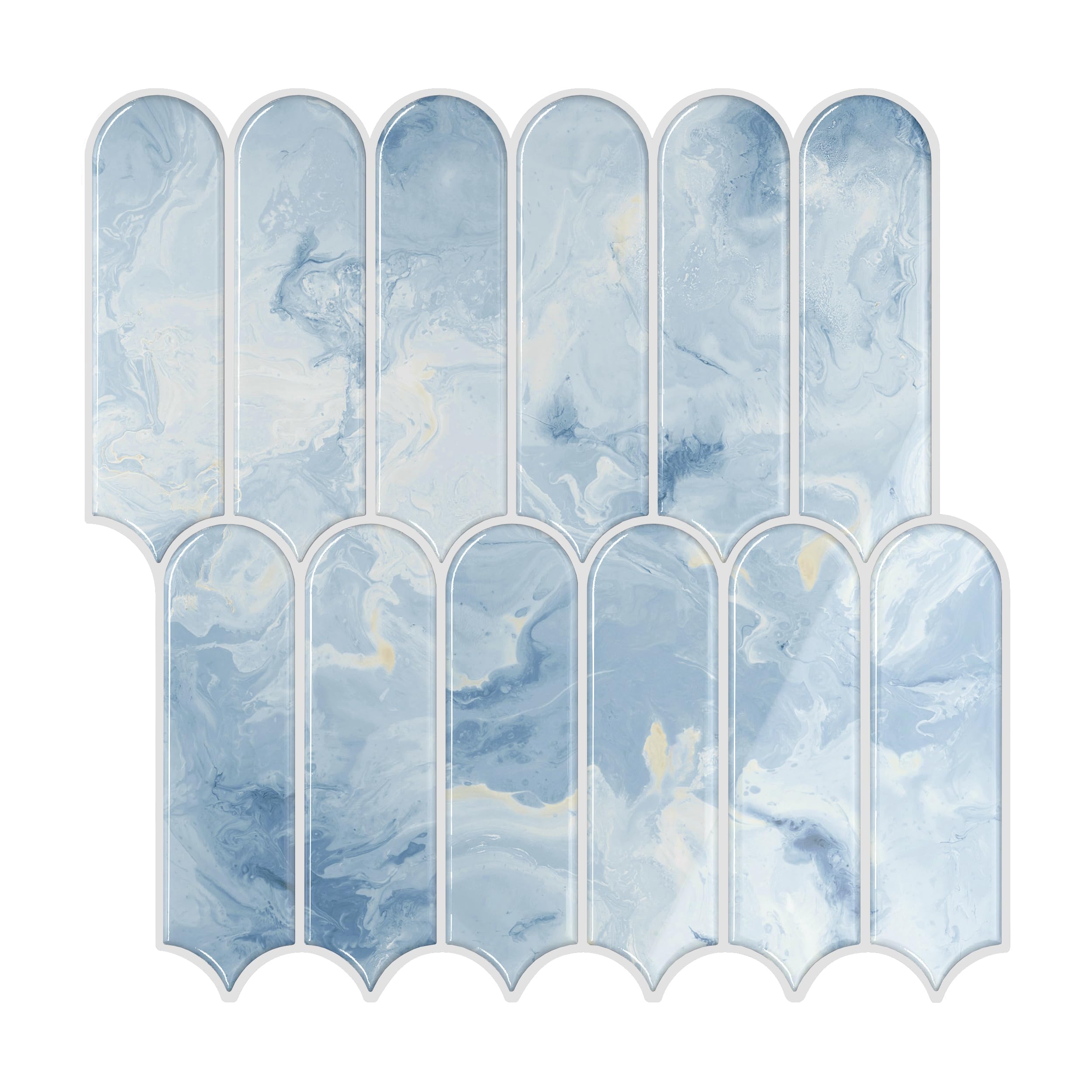 Carreaux de dosseret de cuisine marbre bleu VEELIKE 6 feuilles 30,5cm autocollants