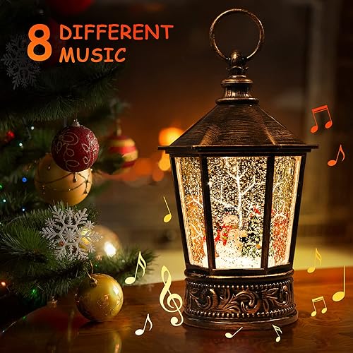 Miniatura 2 de Linterna de Navidad con forma de globo de nieve con música y temporizador, decoración de mesa de Navidad para el hogar, linterna brillante de agua,