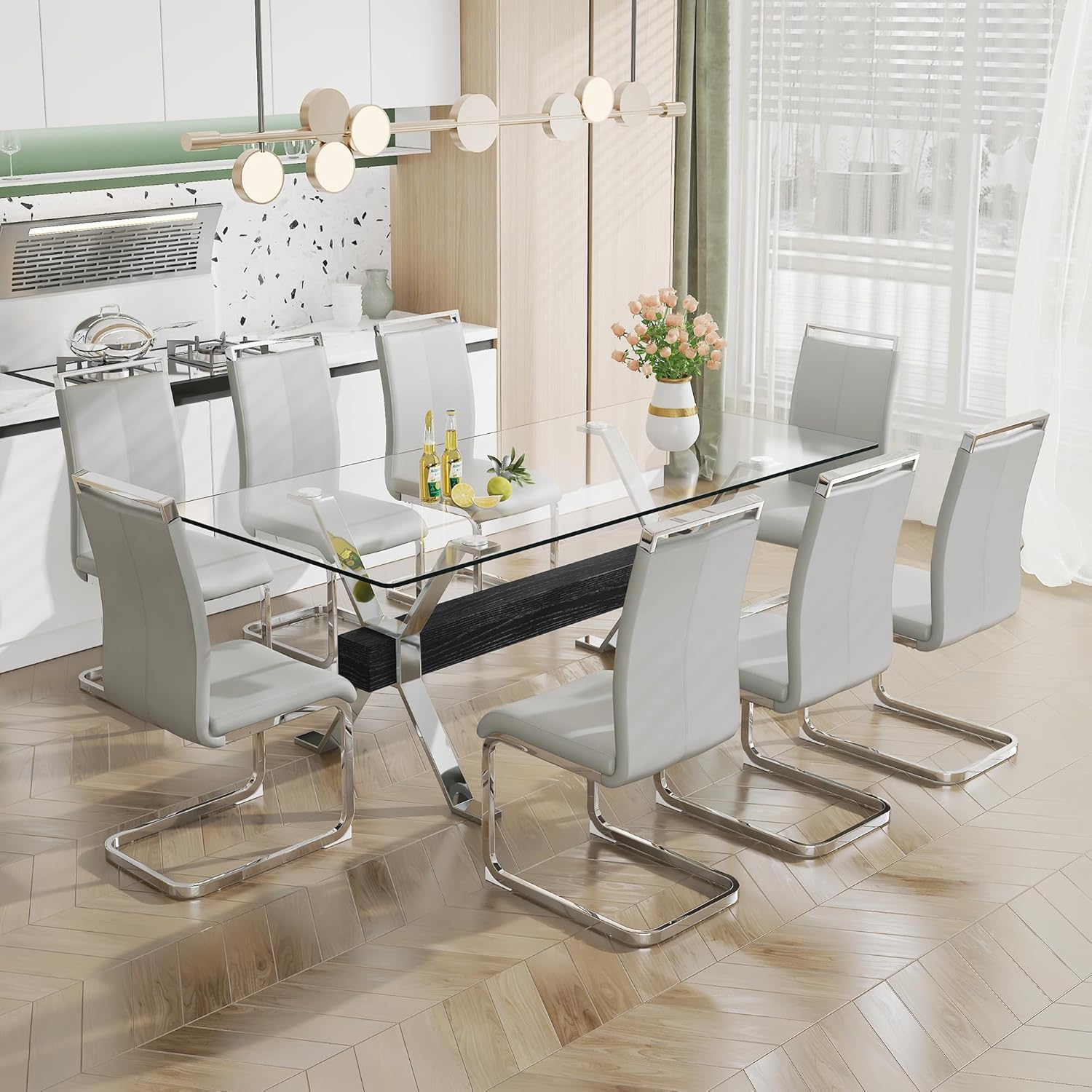 Pvillez Dining Table Set for 8, Kitchen Table and Chairs