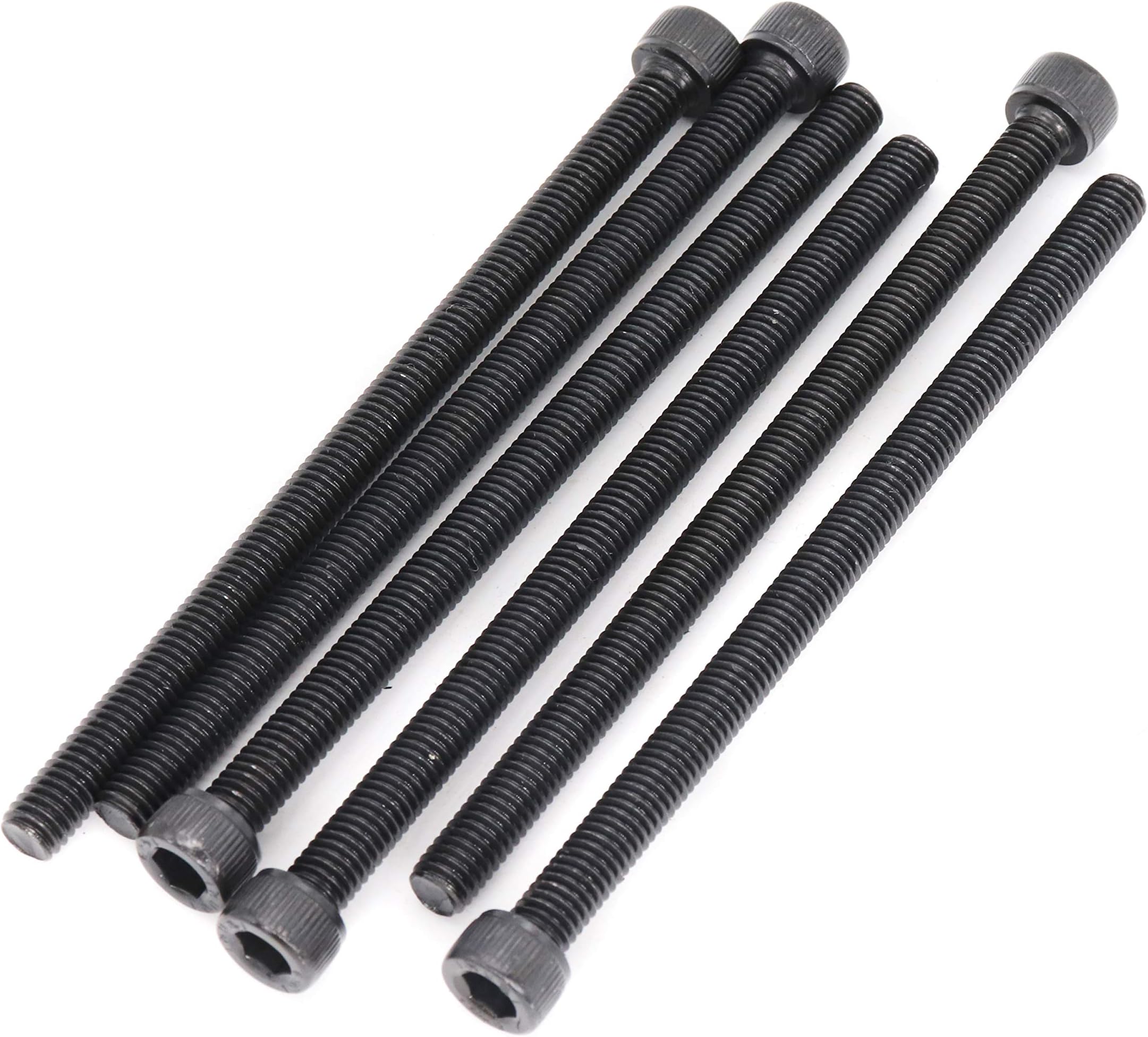 binifiMux 6pcs M6 x 100mm Full Thread Black Hexagon Socket Cap Head Bolt Alloy Steel 12.9 Grade