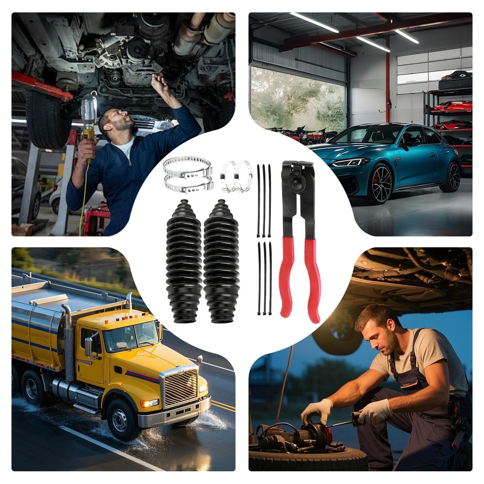 Soufflets De Crémaillère Et Biellette De Direction | 2 Pièces Universelles Anti-Poussière Accessoires Automobiles - Jeu De Soufflets Pour Rotules Intérieures - Pour VUS Camion Camping-Car Hiver Temps