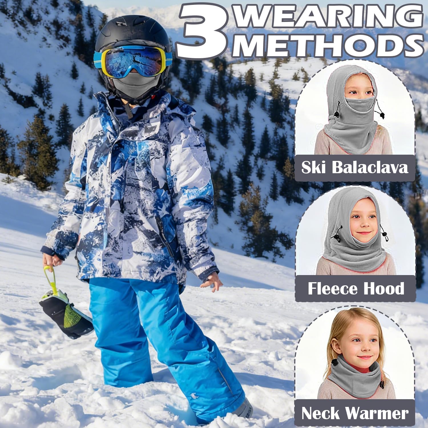Kids Winter Windproof Hat Unisex Children Balaclava with Thick Warm Fleece Cap for Kid - Image 4
