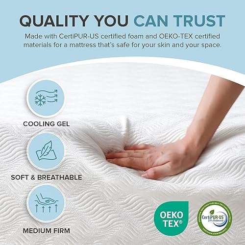 Miniatura 3 de L’Baiet - Colchón de espuma viscoelástica con gel de 10 pulgadas, tamaño individual - Viene en una caja - Firmeza media - Tecnología de confort