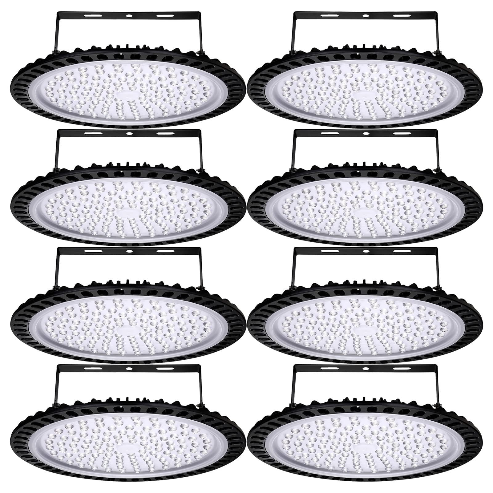 TTiiLoeLED UFO High Bay Light 500W IP67 Waterproof Pendant Ceiling Lights 220V 65000LM 6500K Industrial Hanging Lighting for Garage Factory Warehouse Area Barn, 8 Pack