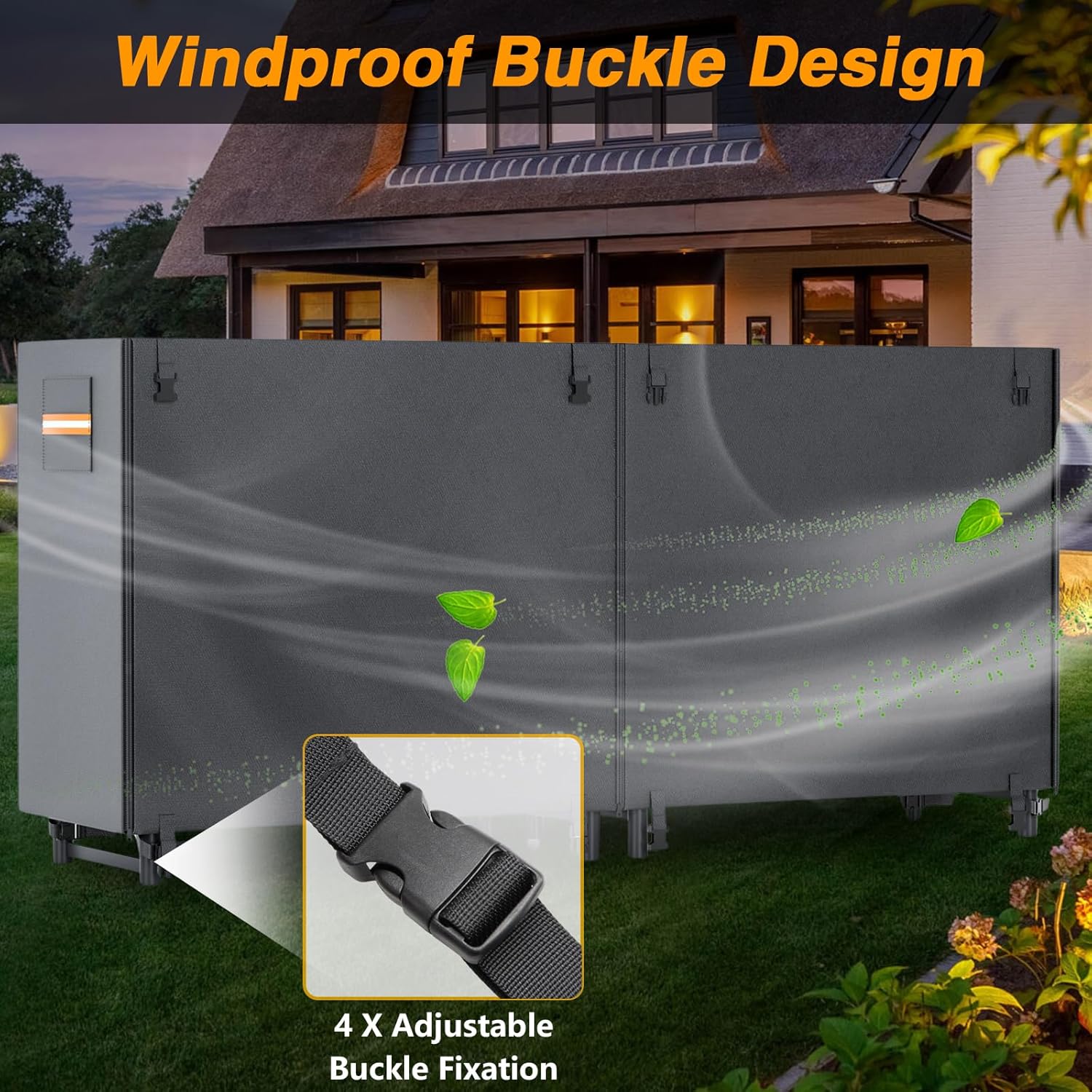 8ft Waterproof Firewood Rack Cover, 420D Heavy Duty Fabric Outdoor Log Rack Cover with Zipper & Buckle for Indoor Fireplace Outdoor Patio 96"L x 24"W x 42"H (Log Rack Not Included)