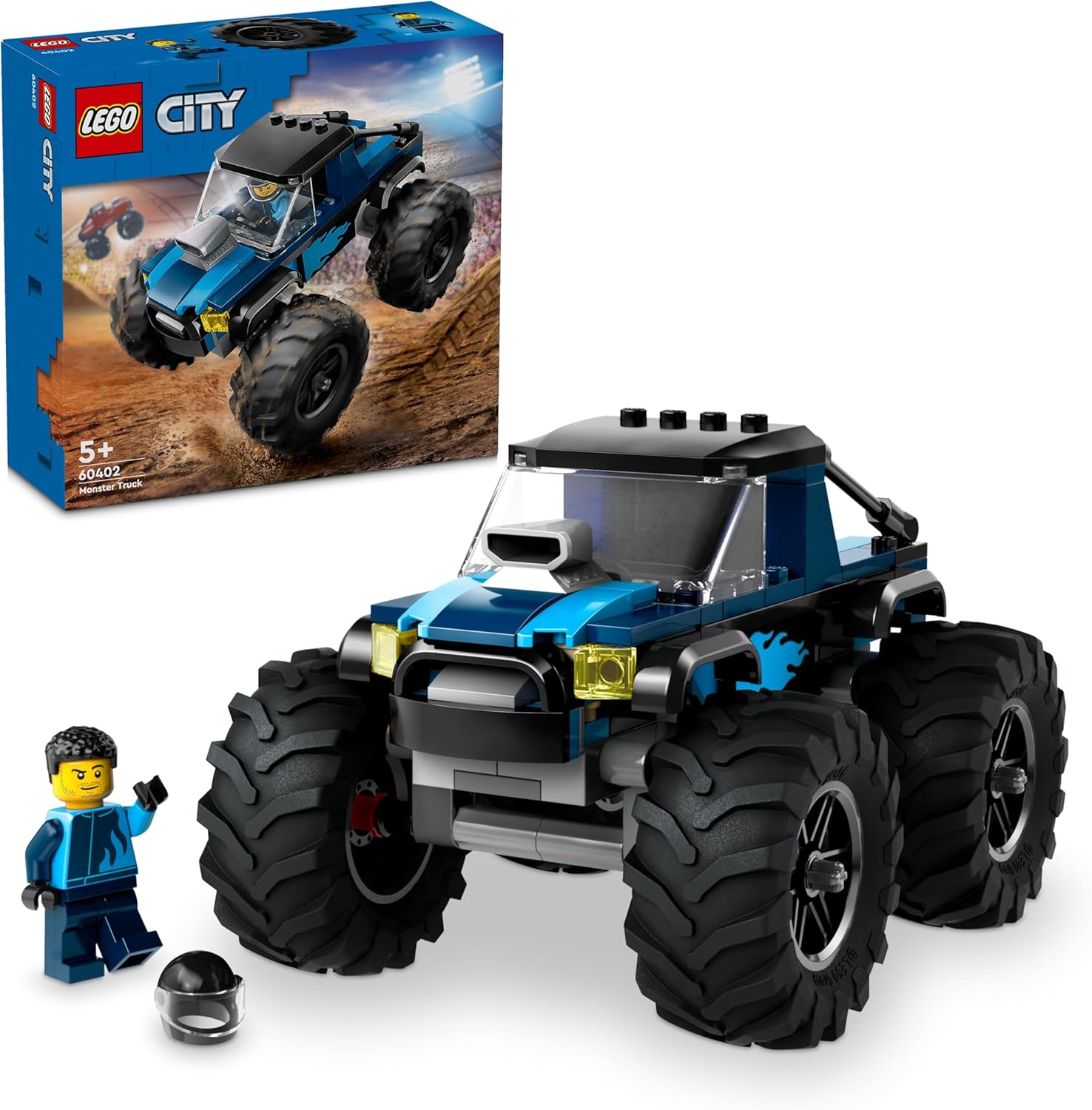 LEGO City Blue Monster Truck, Off-Road Car Toy, Vehicle Set with Racer Mini Figure, Imaginative Racing Car Toy, Funny Gift for Boys and Girls from 5 Years 60402