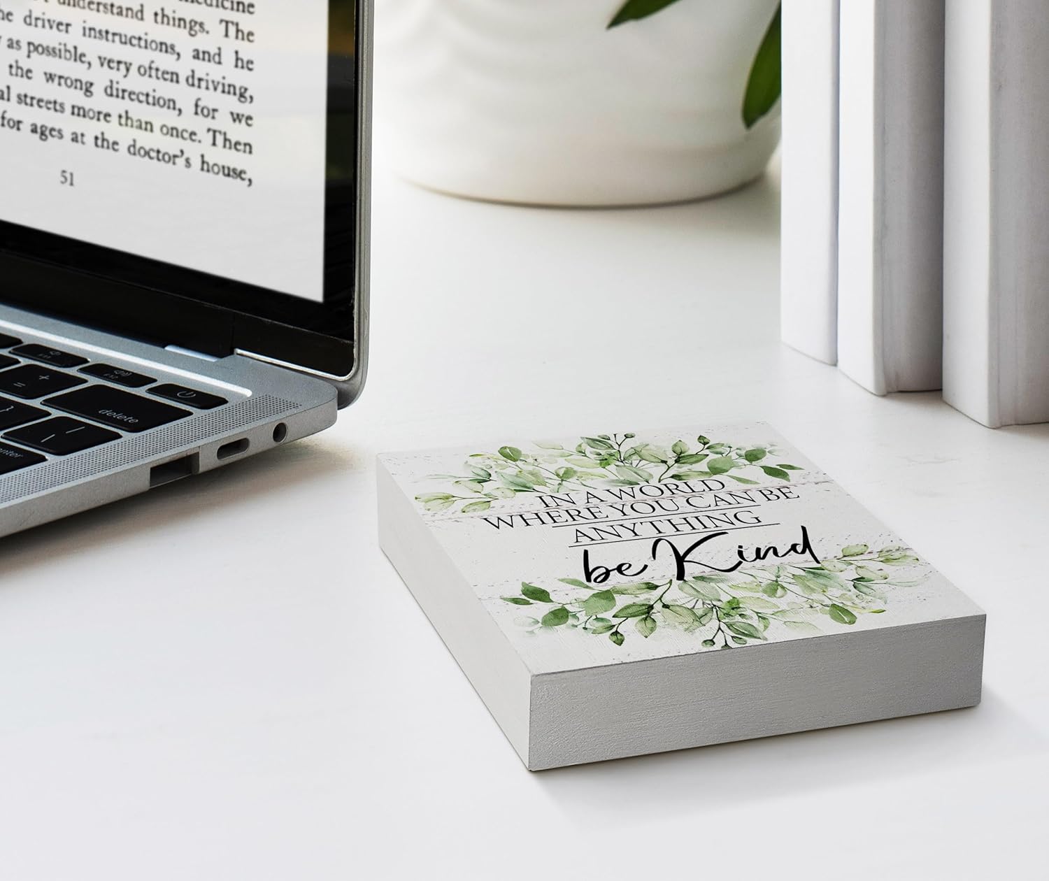 In a World Where You Can Ba Anything Be Kind Wood Box Sign Desk Decor,Rustic Kindness Quote Wooden Block Sign Decorations for Home Office Wall Tabletop Shelf Decor - Image 3