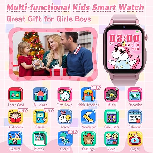 Miniatura 2 de Relojes inteligentes para niños, regalo para niñas de 3 a 12 años, reloj para niños con 32 juegos, pantalla táctil HD, cámara de video, música,