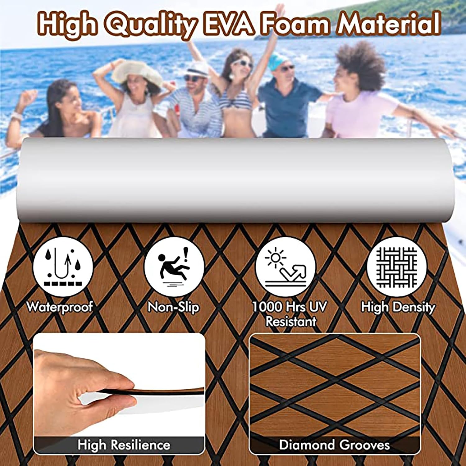 Boat Flooring, EVA Foam Boat Decking, Non-Slip Self-Adhesive Flooring, Marine Carpet for Boats, Yacht, Pontoon, Kayak Decking,G,190x70x0.5cm