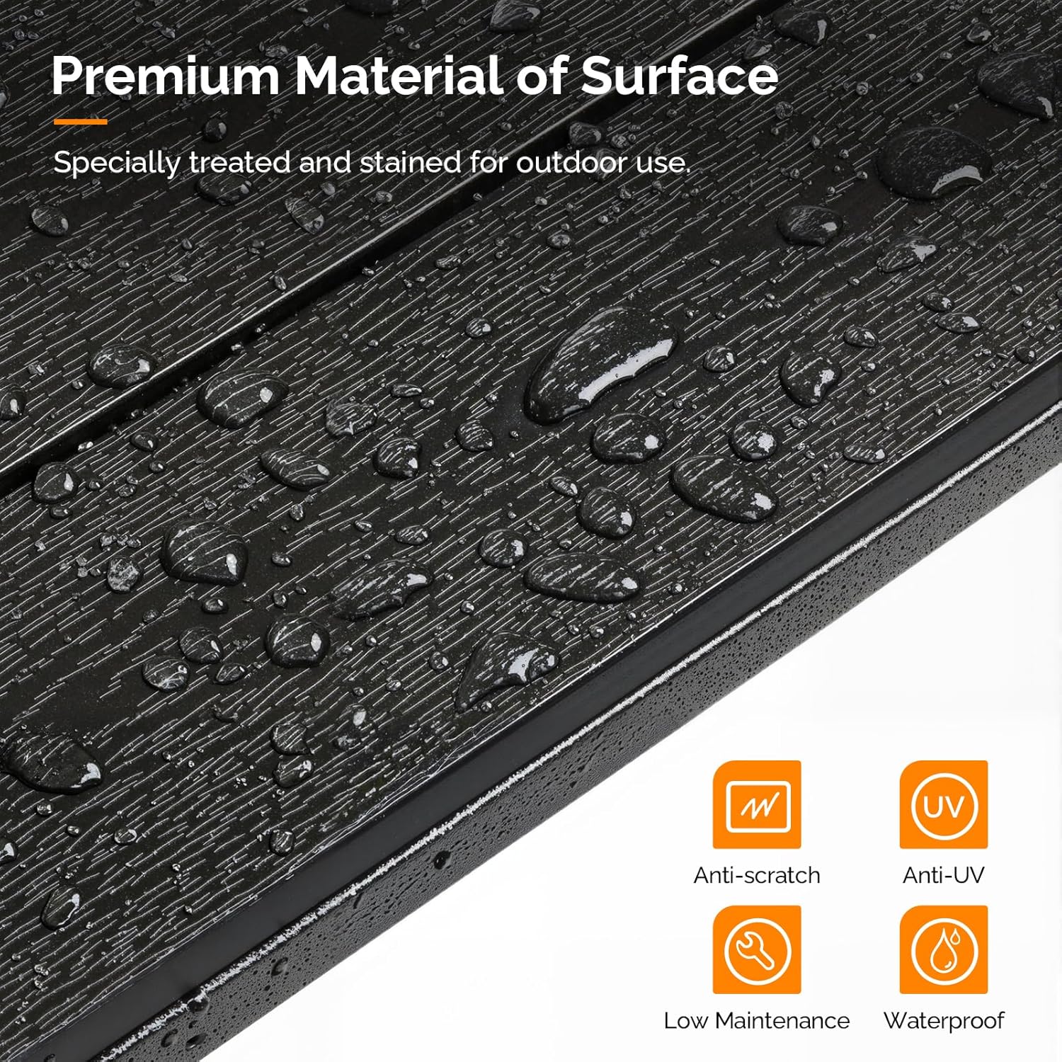 VINGLI Outdoor Coffee Table with Double-Layer Storage, Rectangle Weather-Resistant Patio Coffee Table for Garden, Balcony, Hot Tub, Poolside, Heavy-Duty Metal Frame, Black