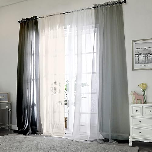 Miniatura 7 de Chyhomenyc 2 paneles de cortinas traslúcidas blancas de 108 pulgadas de largo, cortinas de gasa sólida extra largas filtrantes de luz para patio,