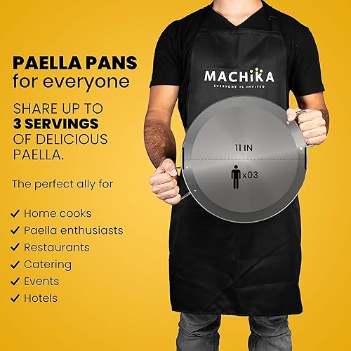 Miniatura 3 de Machika Sartén de acero inoxidable Sartén antiadherente Sartén de inducción para recetas de paella y arroz Ideal para cocineros caseros,