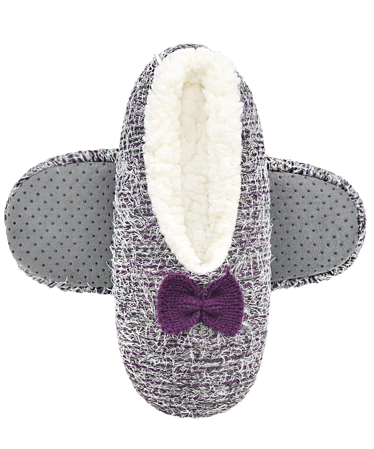 DICUIRD Womens Fleece Slipper Socks Non-Slip Grippers Indoor Slippers