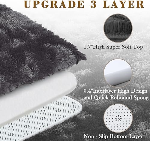 Miniatura 5 de Alfombras para sala de estar, de 5 x 8 pies, alfombras para sala de estar, alfombra grande de felpa suave, alfombras peludas para dormitorio, niños