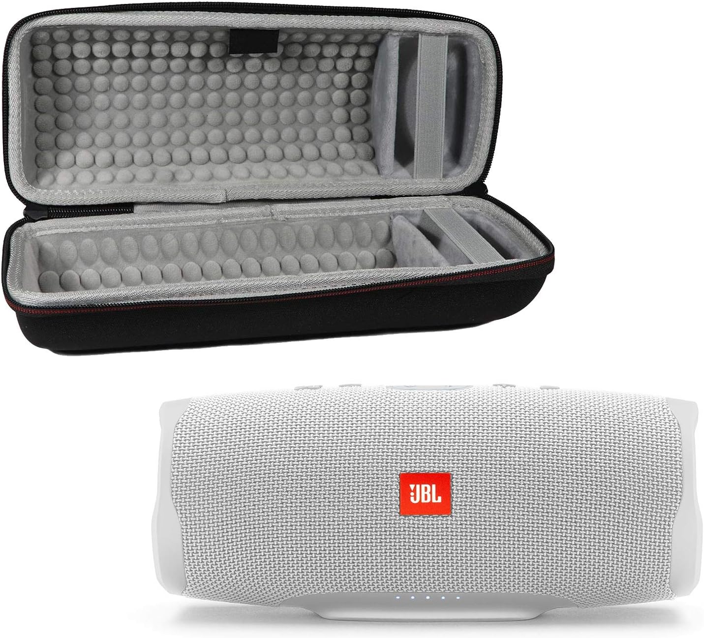 JBL Charge 4 Waterproof Wireless Bluetooth Speaker Bundle with Portable Hard Case - White