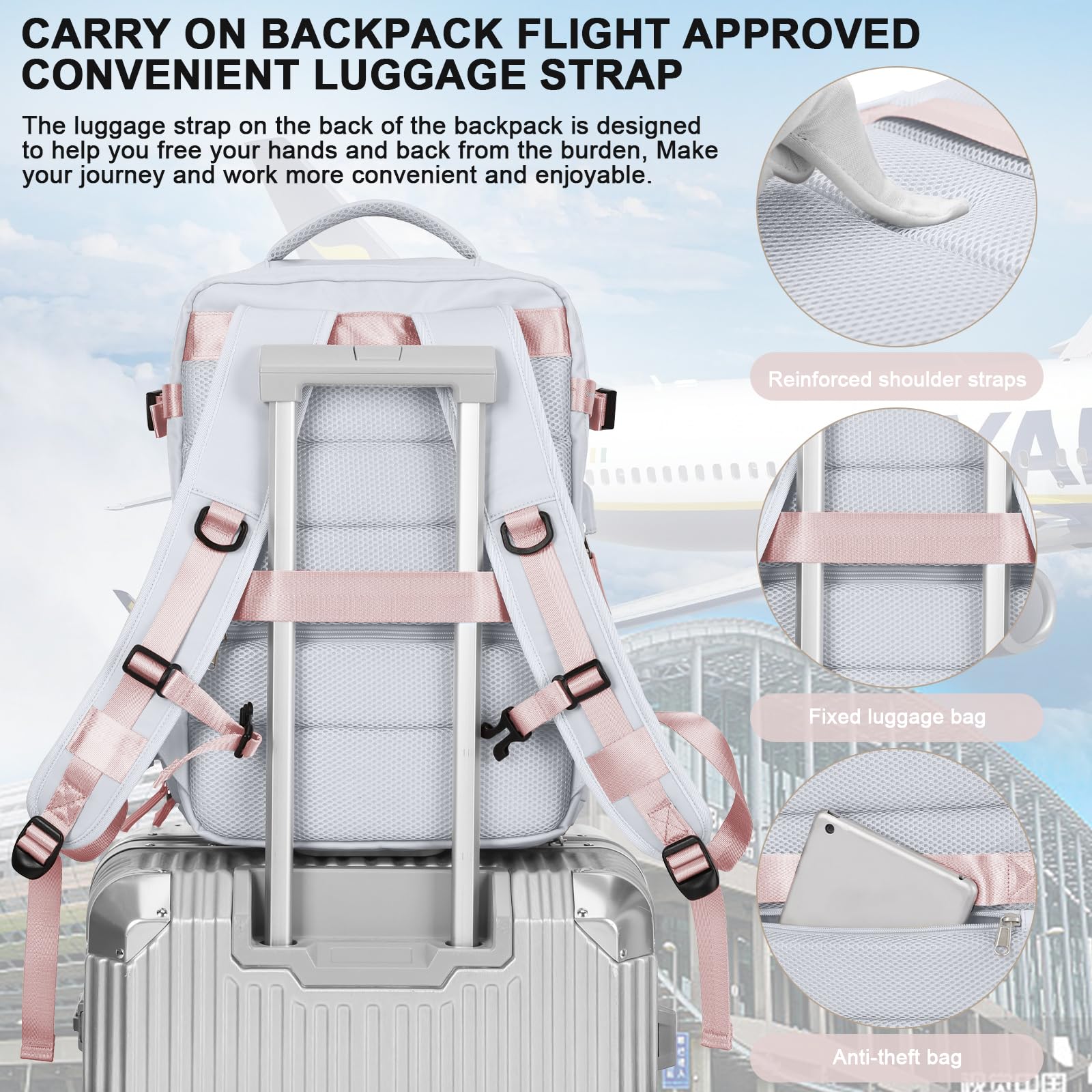 Zaino Bagaglio a Mano Ryanair 40x20x25 Zaino Aereo Borse da Cabina per Easyjet 45x36x20 Zaino da Viaggio donna con porta ricarica USB, Borsa da Viaggio aereo Zaino Computer Impermeabile Casual Daypack