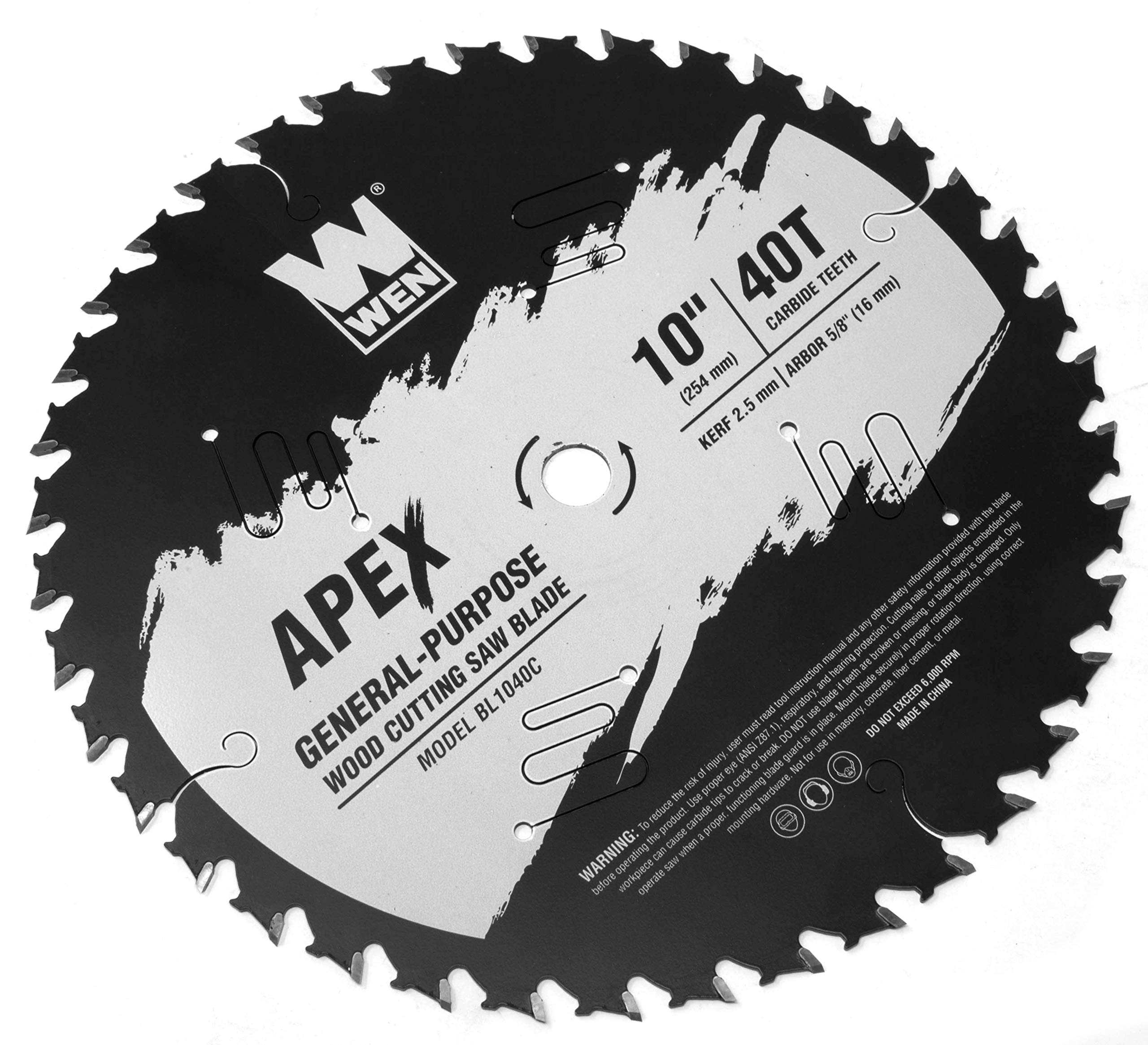 WEN BL1040C Apex 10-Inch 40-Tooth Carbide-Tipped General-Purpose Industrial-Grade Woodworking Saw Blade with Cool-Cut Coating — view 4