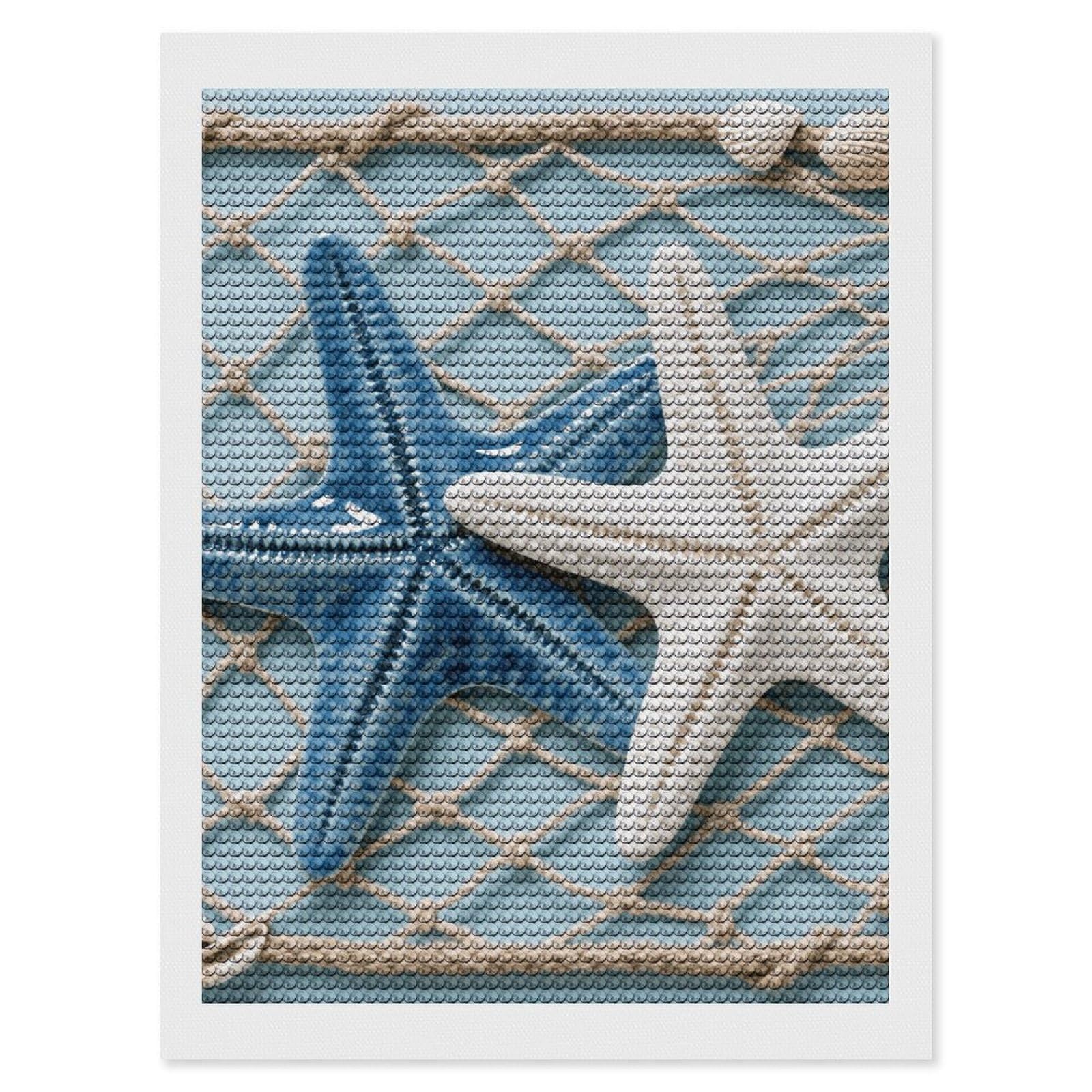 FodPand Sea Theme Starfish 5D Diamond Painting Kits for Adults Beginners Full Drill Round Diamond Dots Pictures Gem Art Supplies for Home Wall Room Decoration DIY Craft Set Gift 12x16