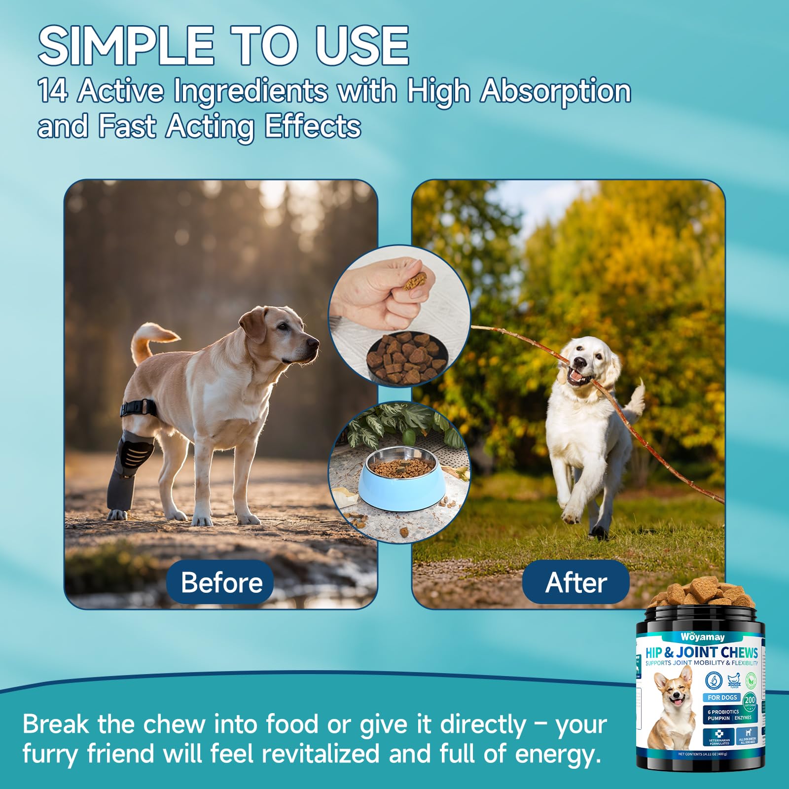Cat Allergy Relief & Dog Hip and Joint Chews | 500 Crunchy & Creamy Anti-Itch Cat Chew + 200 Soft Dog Joint Chews with Glucosamine, Chondroitin, MSM | Seasonal Itch Relief & Mobility Support - image 6