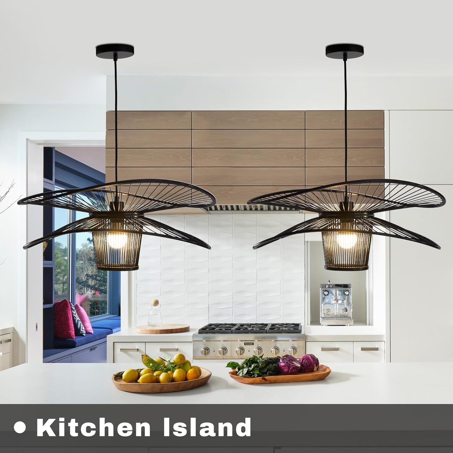 Handmade Bamboo Pendant Light, 3-Tier Boho Woven Chandelier, Modern Ceiling Lamp for Dining Room, Kitchen, Farmhouse Bedroom, E26 Base