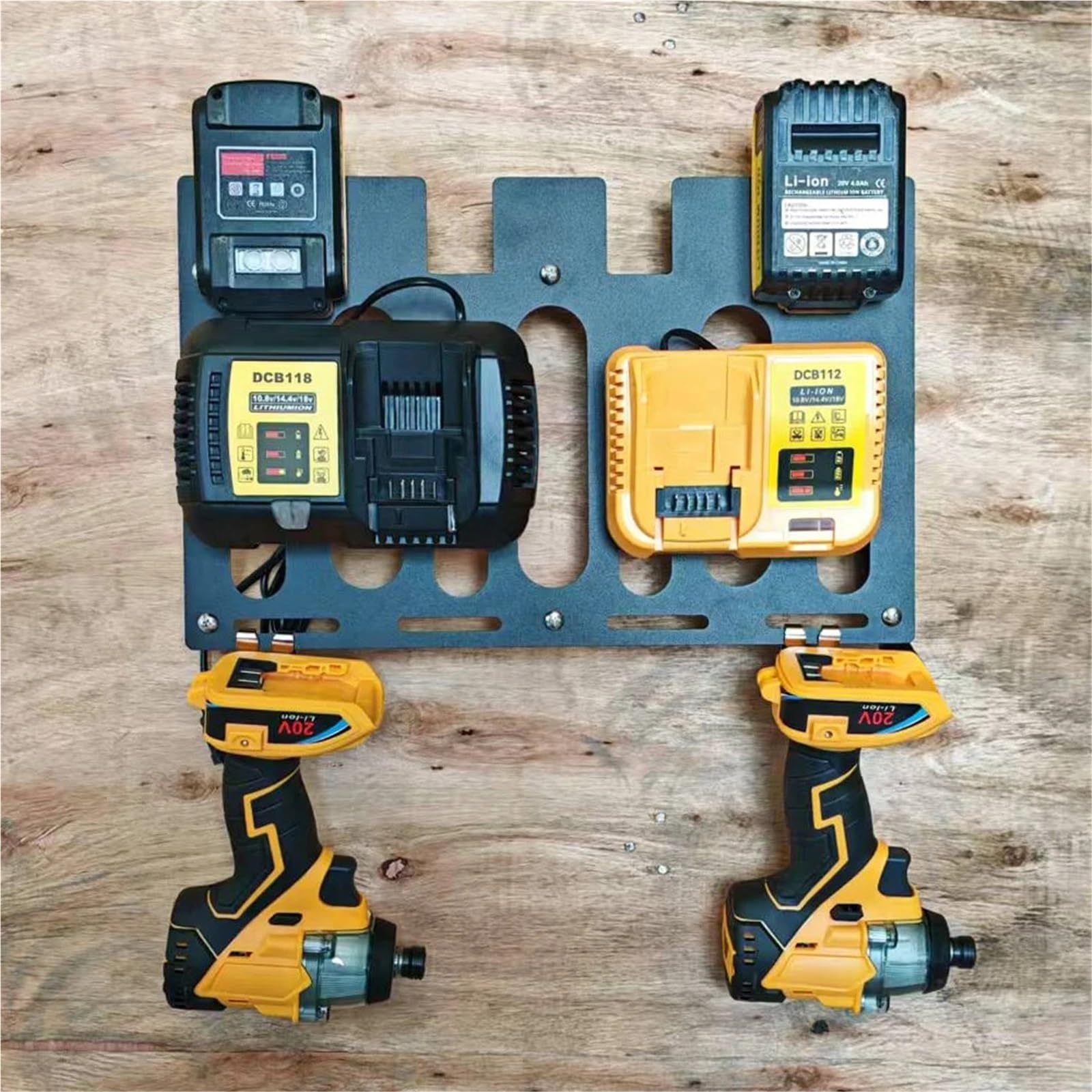 Générique Support de montage mural multifonctionnel pour DeWalt, support boîtier batterie, chargeur, outil électrique, perceuse, stockage fixe DCB112 DCB118 DCB206 studio