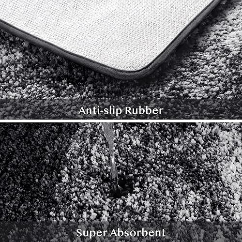 Miniatura 4 de KMAT Alfombras de baño de 32 x 47 pulgadas, lujosas, suaves, peludas y absorbentes, antideslizantes, de felpa, tapetes de baño para baño, bañera y